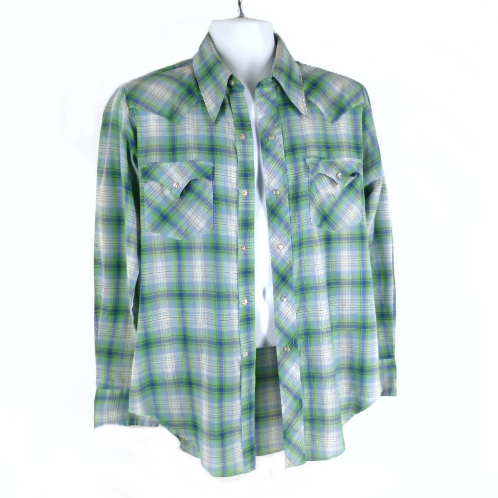 Vintage 1970s, Western Pearl Snap Shirt, Men's Size 15 1/2 x 34, Medium